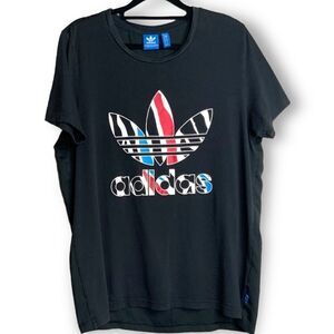 𝅺ADIDAS Tre Foil Short Sleeve Tee Mixed Fabrics Sz US S